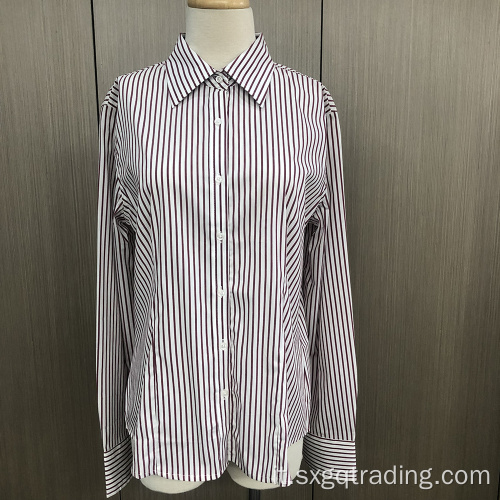 Camicia a maniche lunghe in spandex tinto filo femminile personalizzato